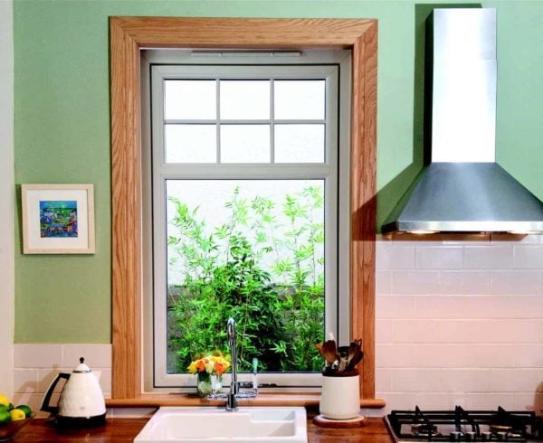 Window behind a kitchen bench
